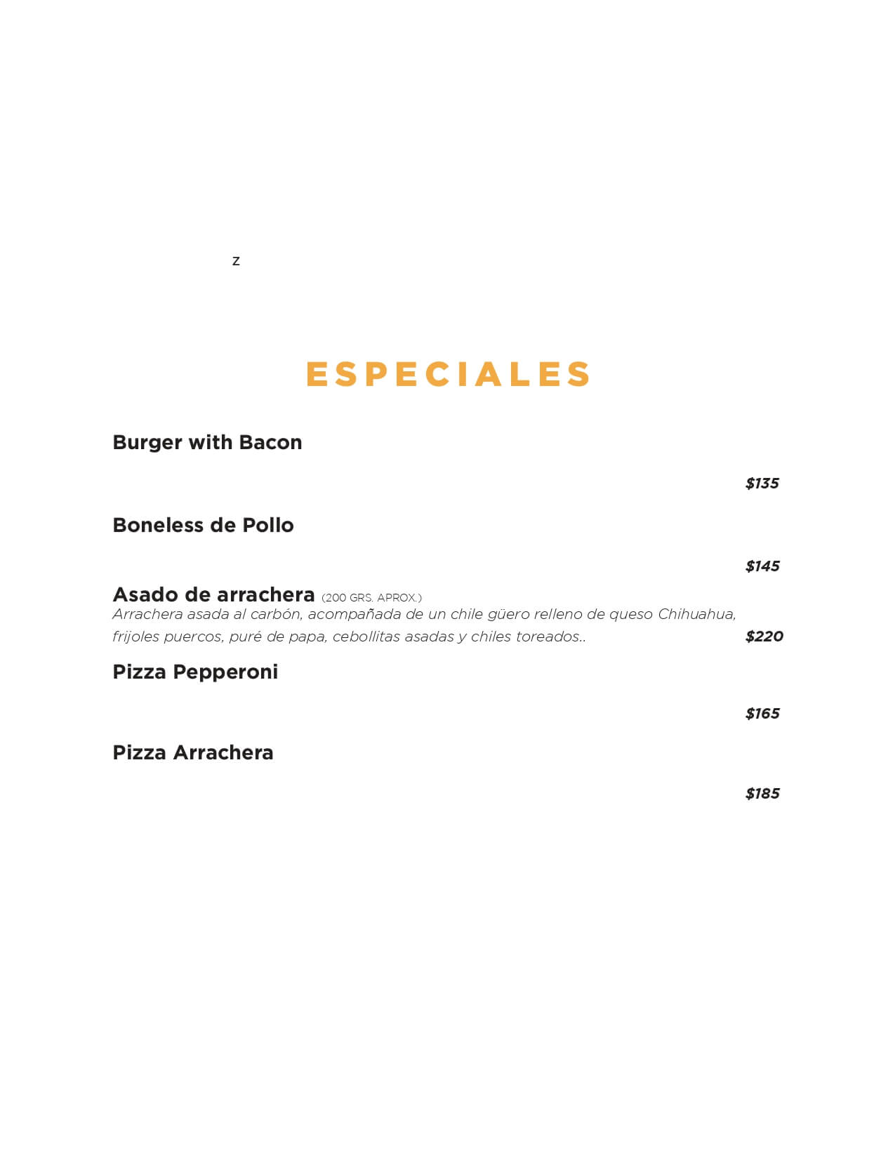 Menu Mangoo Restaurante